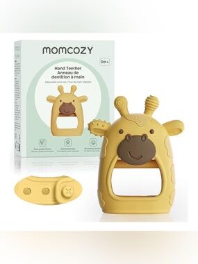 MOMCOZY Yellow Giraffe Hand Teether for Babies